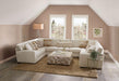 CARLETON Ottoman, Ivory/Tan - California Furniture (Coachella, CA)