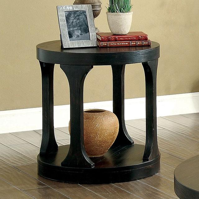 Carrie Antique Black End Table - California Furniture (Coachella, CA)