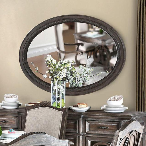 ARCADIA Rustic Natural Tone Mirror, Oval - California Furniture (Coachella, CA)
