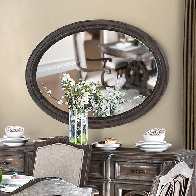 ARCADIA Rustic Natural Tone Mirror, Oval - California Furniture (Coachella, CA)