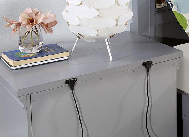 CASTLILE Night Stand w/ USB, Gray - California Furniture (Coachella, CA)