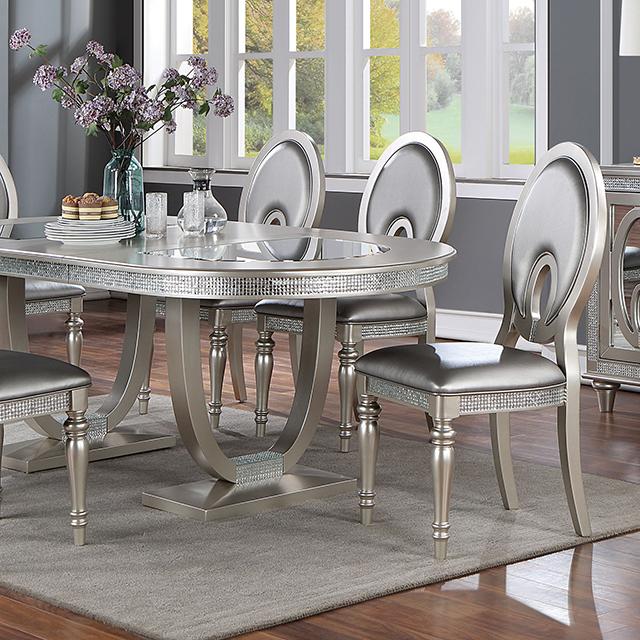 CATHALINA Oval Dining Table, Silver - California Furniture (Coachella, CA)