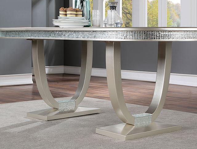 CATHALINA Oval Dining Table, Silver - California Furniture (Coachella, CA)