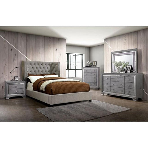 Cayla Cal.King, E.King, & Queen Bed Silver & Grey - California Furniture (Coachella, CA)
