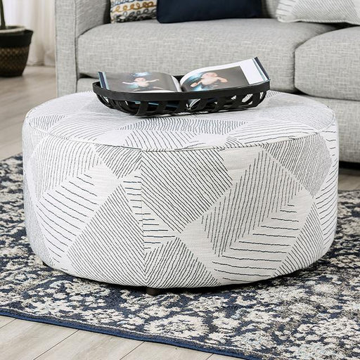 CHANCERY Ottoman, Gray/Navy - California Furniture (Coachella, CA)
