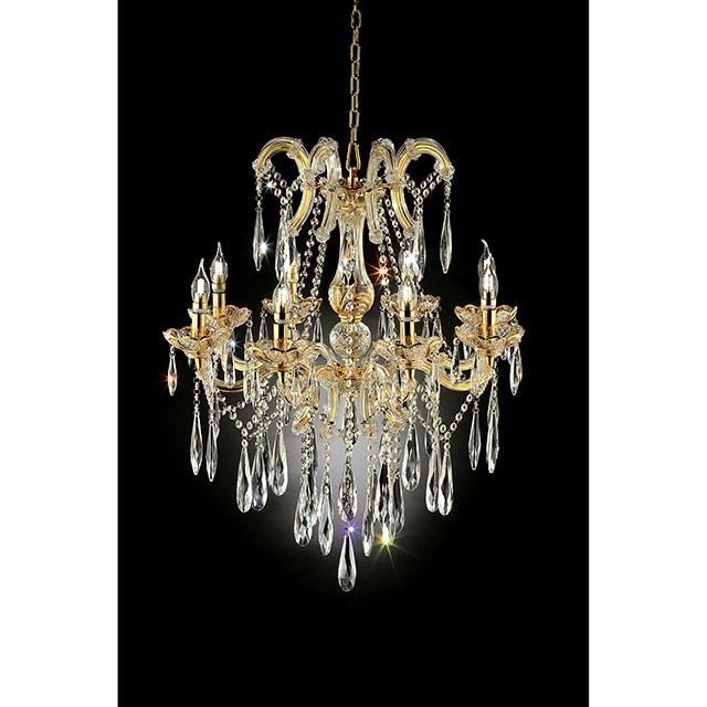 Christiana Gold 35"H Ceiling Lamp Gold, Hanging Crystal - California Furniture (Coachella, CA)