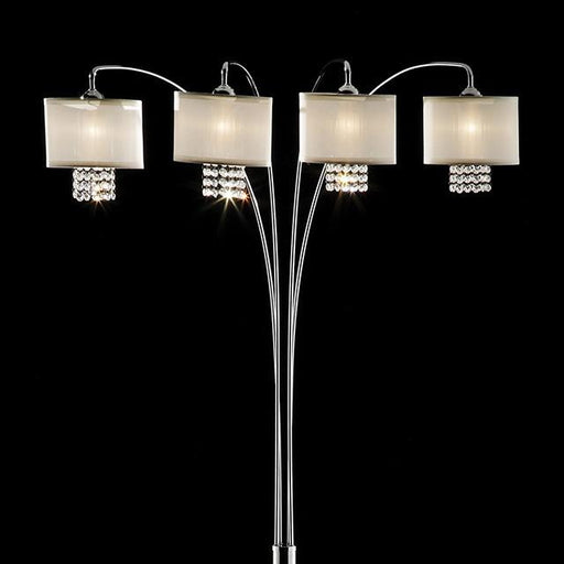 Claris Ivory/Chrome Arch Lamp, Hanging Crystal - California Furniture (Coachella, CA)