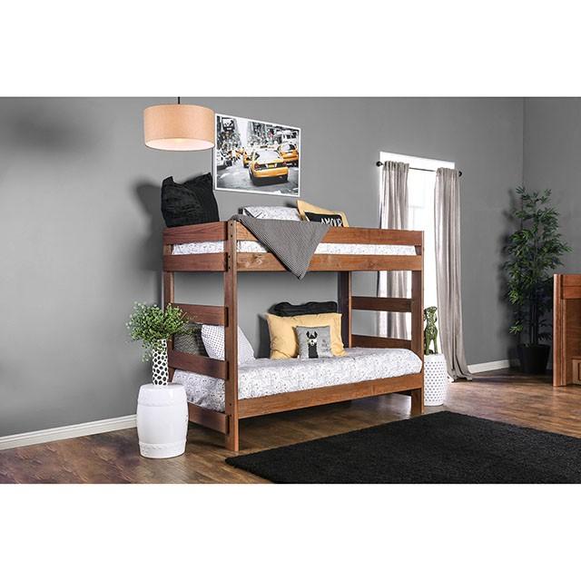 Arlette Twin/Twin Bunk Bed Brown, Black, Gray, & White - California Furniture (Coachella, CA)