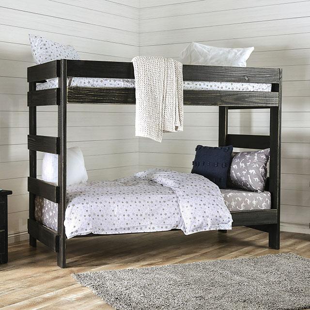 Arlette Twin/Twin Bunk Bed Brown, Black, Gray, & White - California Furniture (Coachella, CA)