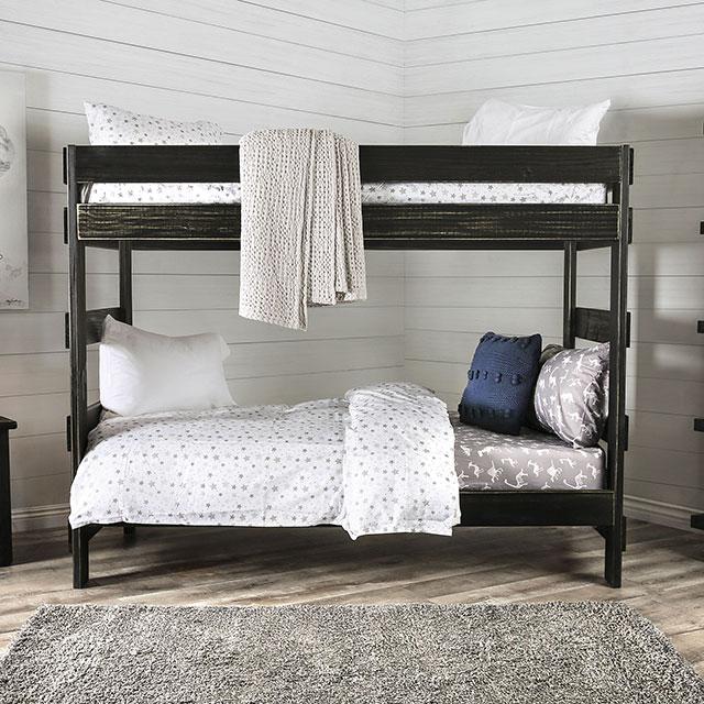 Arlette Twin/Twin Bunk Bed Brown, Black, Gray, & White - California Furniture (Coachella, CA)
