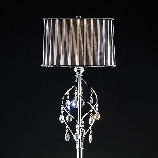 Arya Black/Chrome Floor Lamp, Hanging Crystal - California Furniture (Coachella, CA)