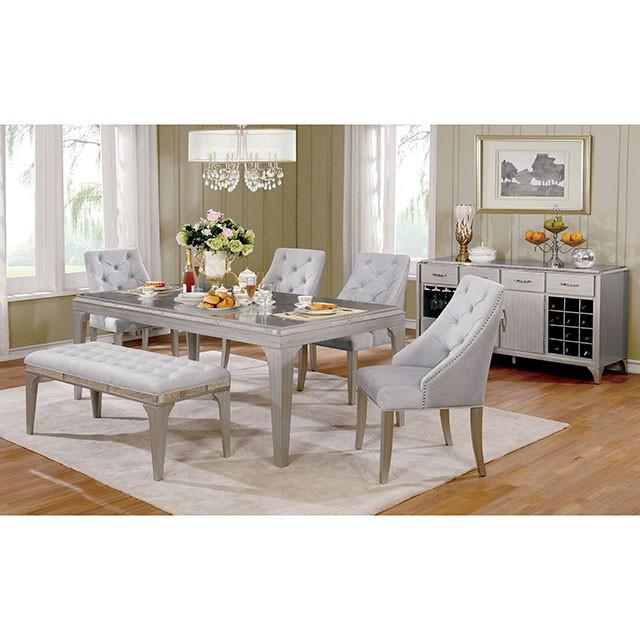 DIOCLES Silver/Light Gray Bench - California Furniture (Coachella, CA)