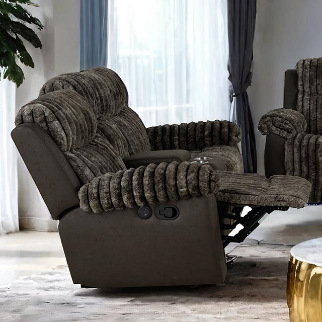 Dionysus Manual Reclining Loveseat Brown - California Furniture (Coachella, CA)