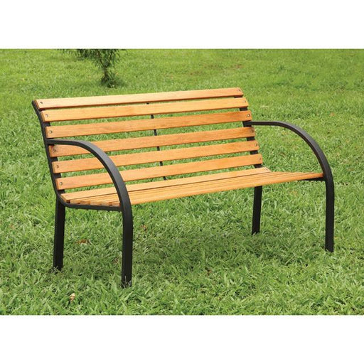 DUMAS Oak/Black Patio Wooden Bench - California Furniture (Coachella, CA)