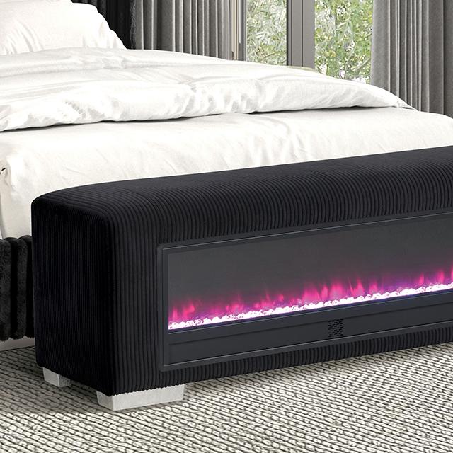 Elnath Bench w/ Visual Crystal Fireplace - California Furniture (Coachella, CA)