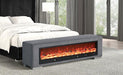 Elnath Bench w/ Visual Wood Log Fireplace Gray - California Furniture (Coachella, CA)