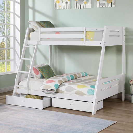 Emilee Twin/Full Bunk Bed White, Grey, Espresso, & Black - California Furniture (Coachella, CA)