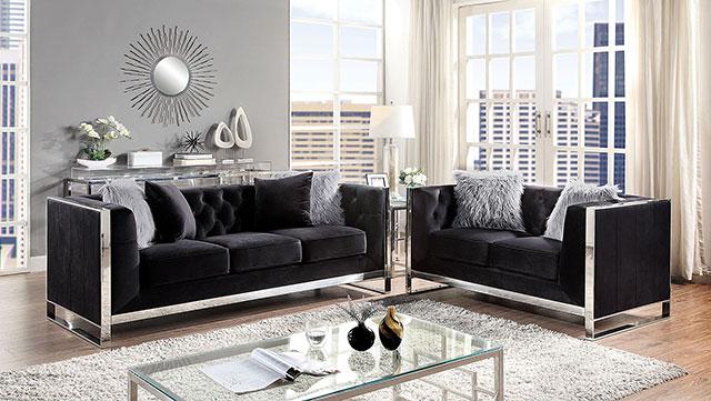 EVADNE Loveseat w/ Pillows, Black - California Furniture (Coachella, CA)