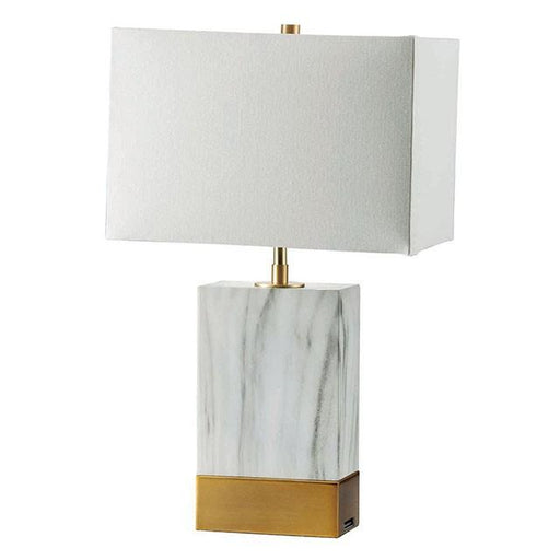 Faith White Marble/Gold 20"H White Marble Gold Table Lamp - California Furniture (Coachella, CA)