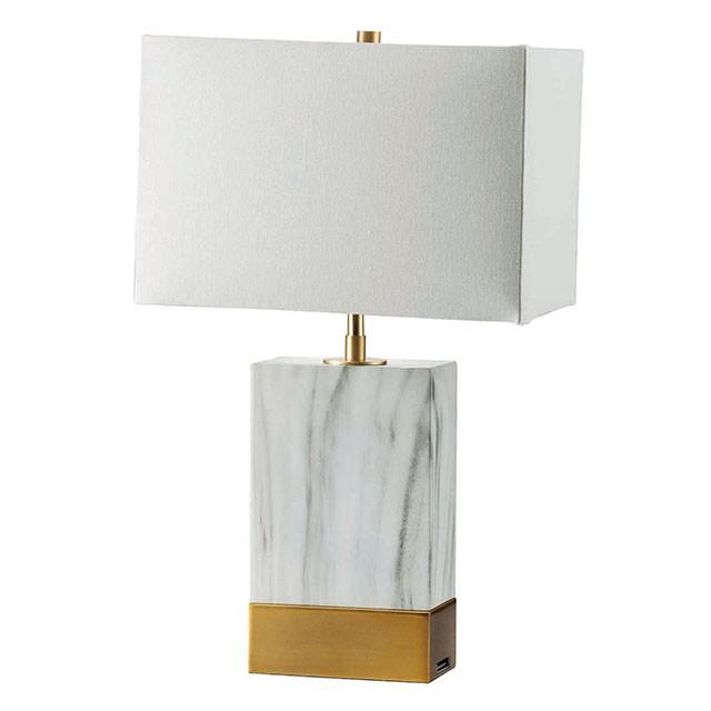 Faith White Marble/Gold 20"H White Marble Gold Table Lamp - California Furniture (Coachella, CA)