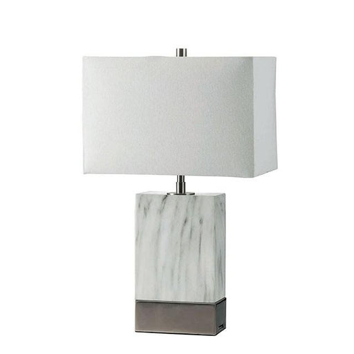 Faith White Marble/Silver 20"H White Marble Steel Table Lamp - California Furniture (Coachella, CA)