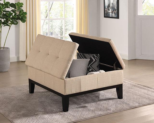 FAZIO Storage Ottoman, Beige - California Furniture (Coachella, CA)