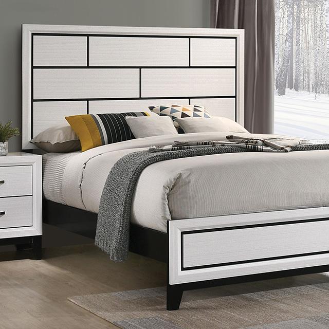 Errico Bed Grey & White - California Furniture (Coachella, CA)