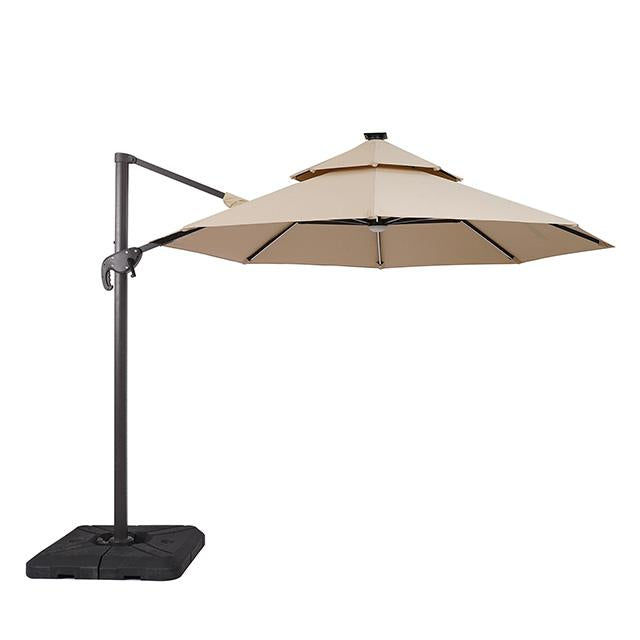 Fera 10 Ft Round Umbrella w/ LED Bulb + 37" Large Base - California Furniture (Coachella, CA)