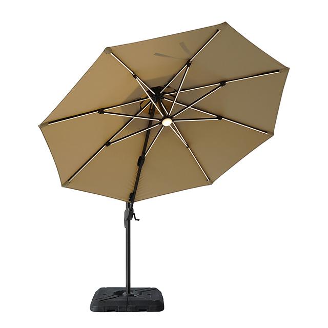 Fera 10 Ft Round Umbrella w/ LED Bulb + 37" Large Base - California Furniture (Coachella, CA)