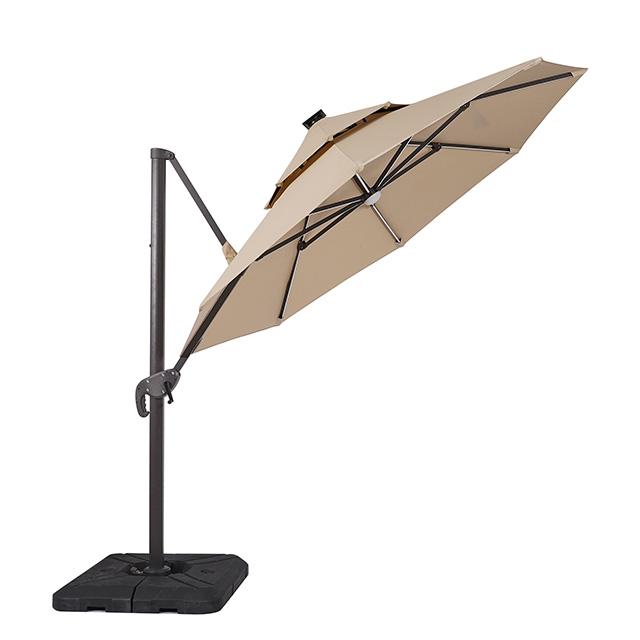 Fera 10 Ft Round Umbrella w/ LED Bulb + 37" Large Base - California Furniture (Coachella, CA)