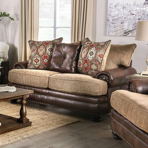 Fletcher Brown/Tan Love Seat - California Furniture (Coachella, CA)