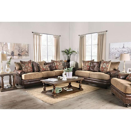 Fletcher Brown/Tan Love Seat - California Furniture (Coachella, CA)