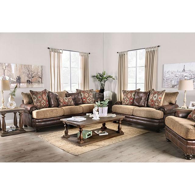 Fletcher Brown/Tan Love Seat - California Furniture (Coachella, CA)