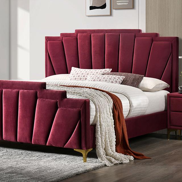 FLORIZEL Cal.King, E.King & Queen Bed, Black & Red - California Furniture (Coachella, CA)