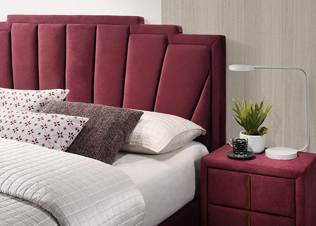 FLORIZEL Cal.King, E.King & Queen Bed, Black & Red - California Furniture (Coachella, CA)