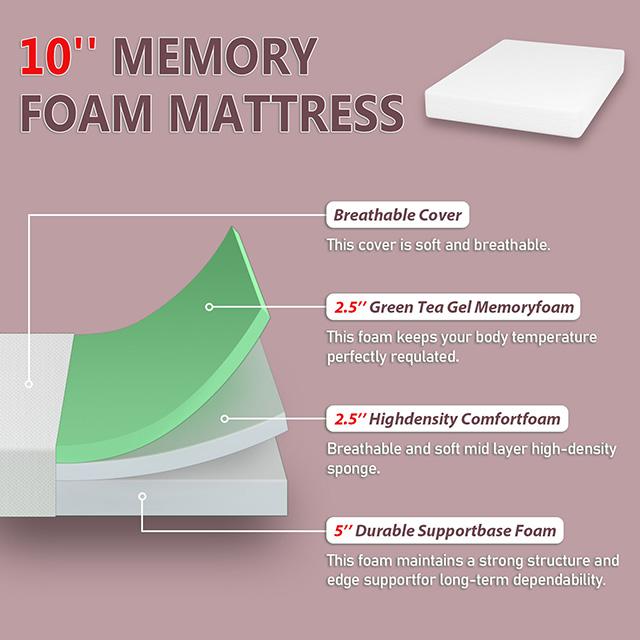 Forsythia 10" Queen Green Tea Gel Memory Foam - California Furniture (Coachella, CA)