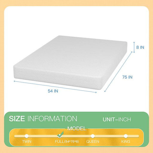 Forsythia 8" Full Green Tea Gel Memory Foam - California Furniture (Coachella, CA)