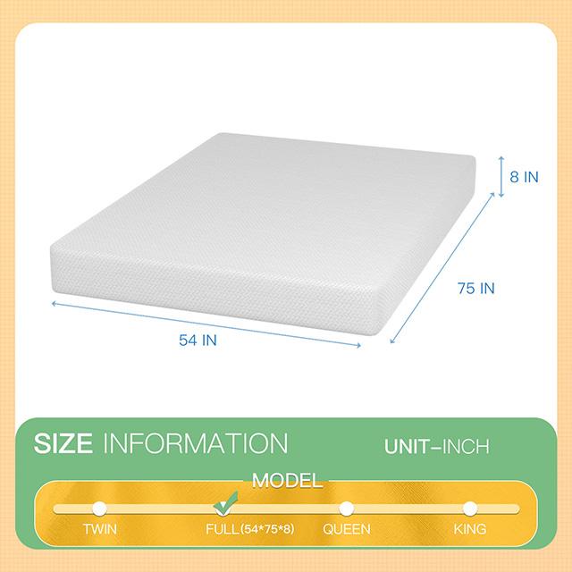 Forsythia 8" Full Green Tea Gel Memory Foam - California Furniture (Coachella, CA)