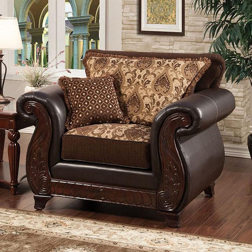 Franklin Dark Brown/Tan Chair With Pu In Brown - California Furniture (Coachella, CA)
