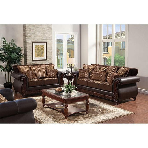 Franklin Dark Brown/Tan Sofa, Dark Brown - California Furniture (Coachella, CA)