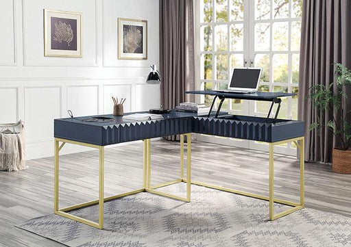 FREIBURG Corner Desk, Antique Blue - California Furniture (Coachella, CA)