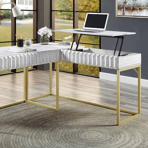 FREIBURG Corner Desk, Antique White - California Furniture (Coachella, CA)