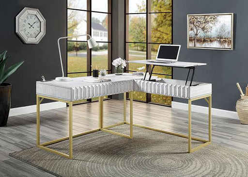 FREIBURG Corner Desk, Antique White - California Furniture (Coachella, CA)