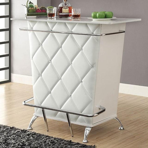 Fuero White/Chrome Bar Table (K/D) - California Furniture (Coachella, CA)