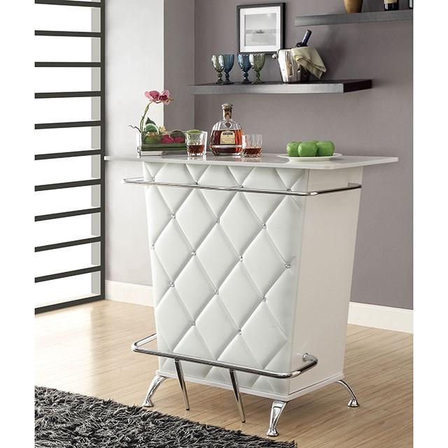 Fuero White/Chrome Bar Table (K/D) - California Furniture (Coachella, CA)