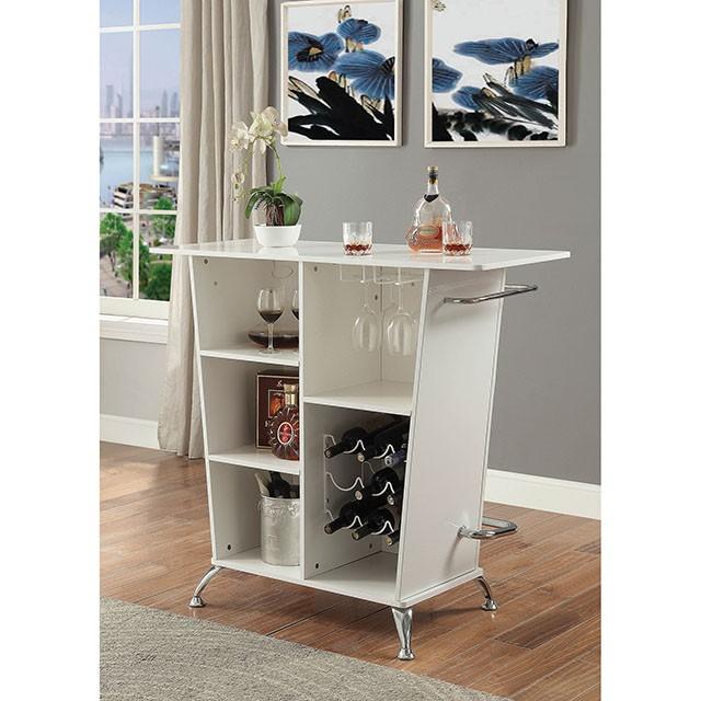 Fuero White/Chrome Bar Table (K/D) - California Furniture (Coachella, CA)