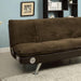GALLAGHER Dark Brown/Chrome Futon Sofa w/ Bluetooth Speaker, Brown - California Furniture (Coachella, CA)