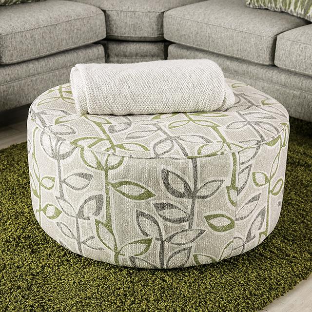 GARDNER Ottoman, Gray/Green - California Furniture (Coachella, CA)