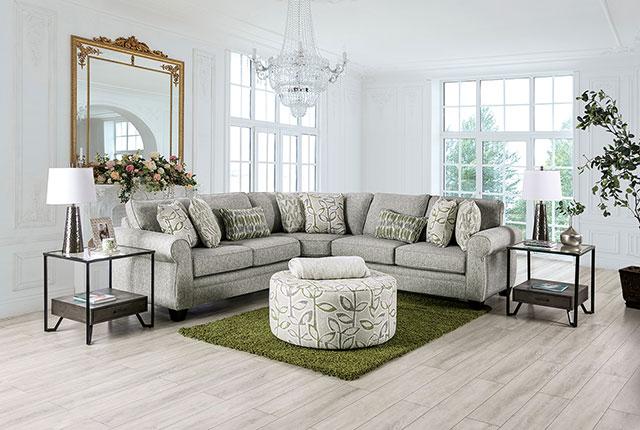 GARDNER Ottoman, Gray/Green - California Furniture (Coachella, CA)