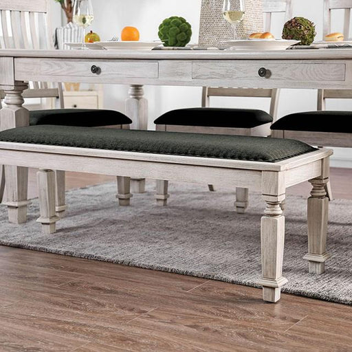 Georgia Antique White/Gray Bench - California Furniture (Coachella, CA)